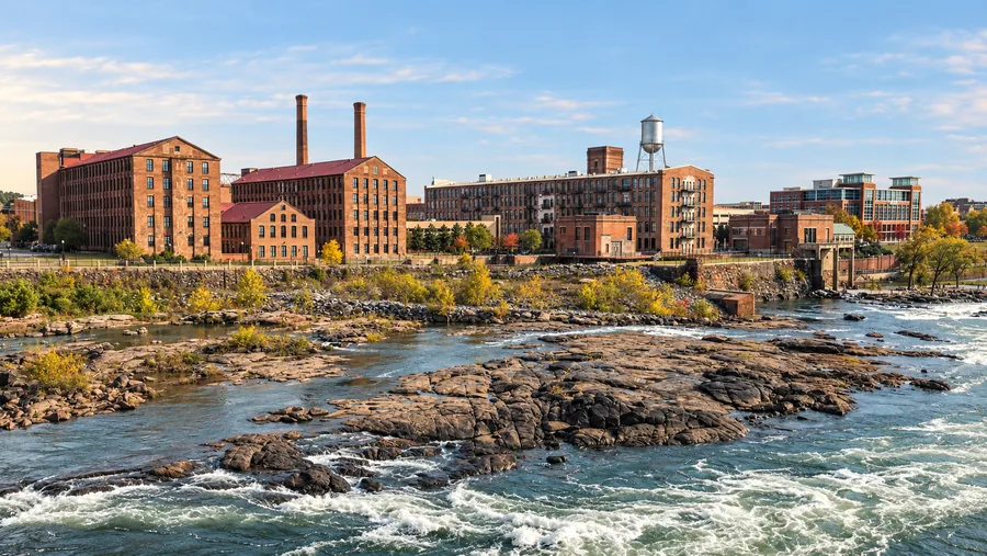 The Chattahoochee River and the historic mills of Columbus, Georgia.